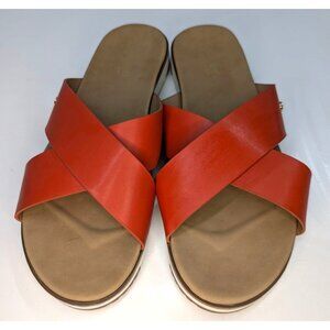 NWOT Catherine Malandrino Fencie Orange Crisscross Strap Sandals Sz 8.5 W